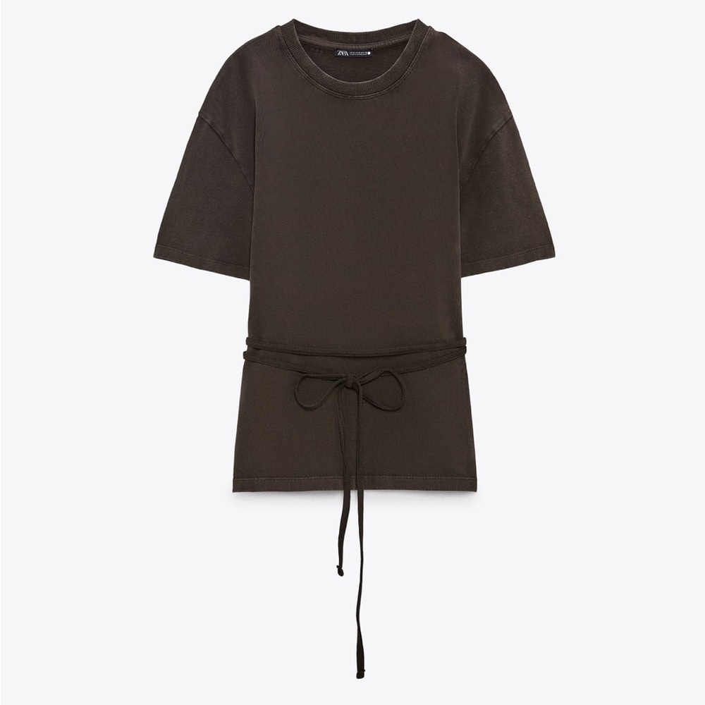 ZARA Belted Washed T-Shirt, Size XL